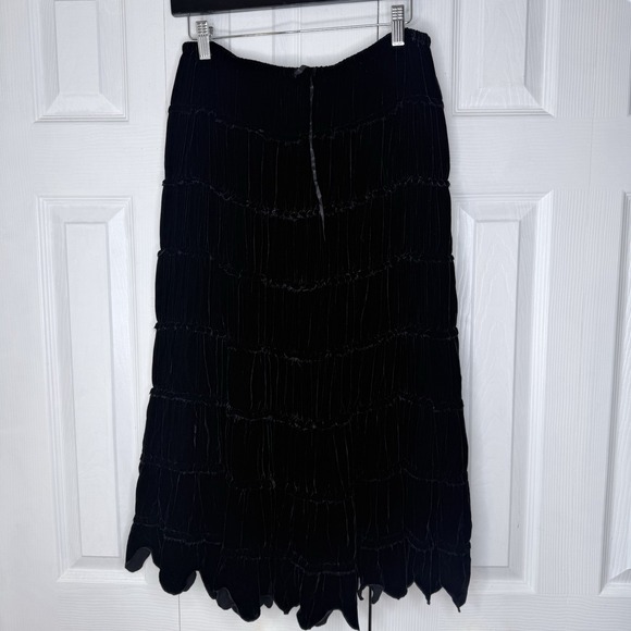 cc couture Dresses & Skirts - CC Couture Black Velvet Silk Blend Skirt Tiered Scalloped Whimsigoth Goth Y2K S